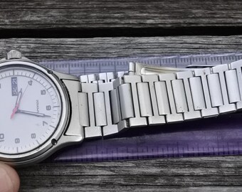 Vintage Seiko Chronos 7433 7030 Gray Dial Men Quartz Watch Japan