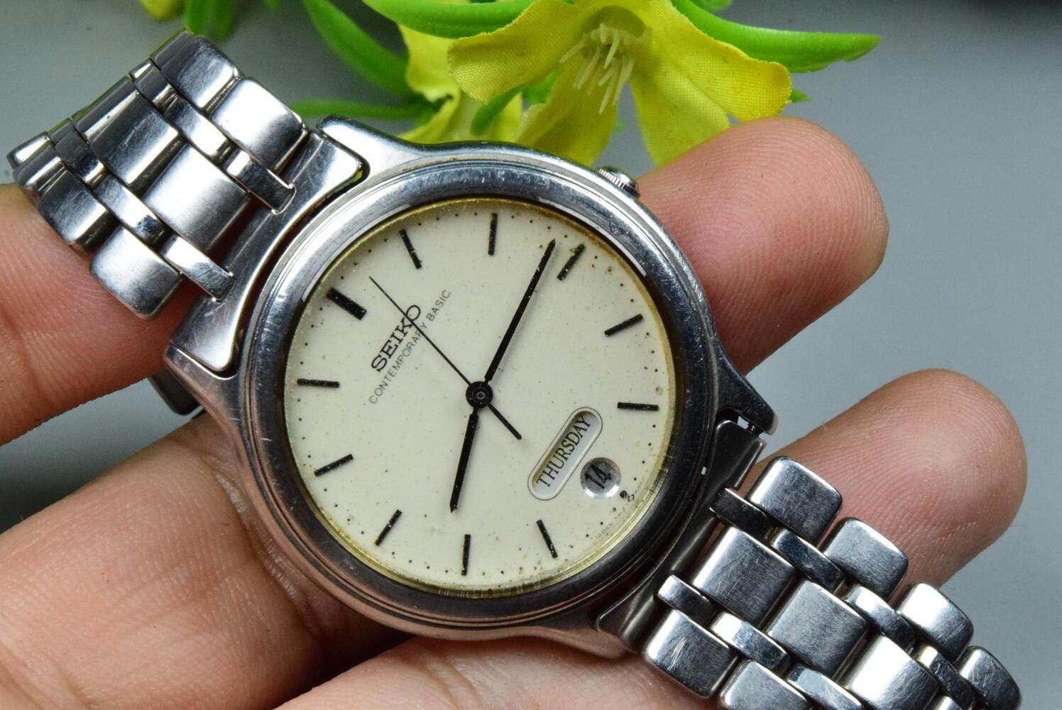 【稼働品】SEIKO 5H23-6B90 デイデイト メンズ腕時計 セイコー Vintage Seiko Contemporary Basic 5H23 6B90 White Dial Men Quartz