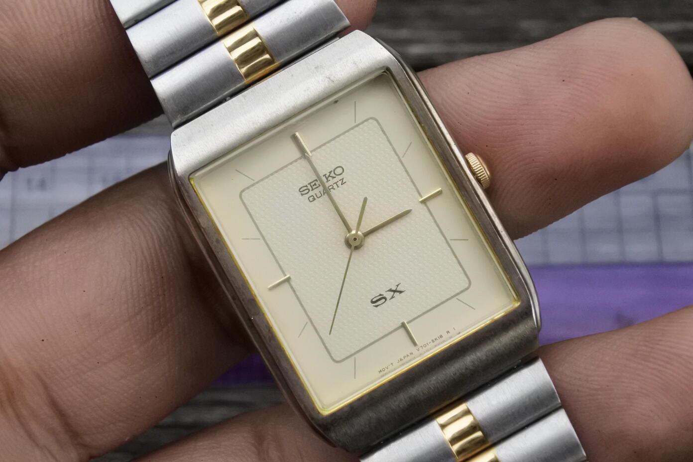 Vintage Seiko Sx V701 5K00 Textured Dial Men Quartz Watch Japan