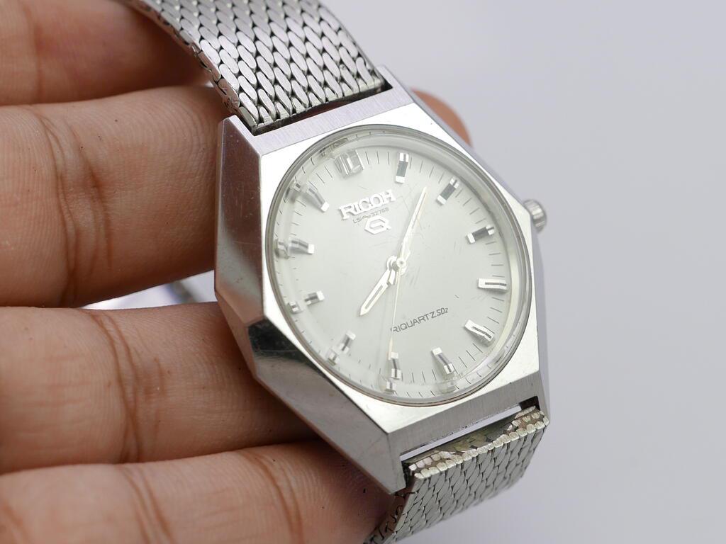 Vintage Ricoh Riquartz Sdz White Dial Men Quartz Watch Japan Multi