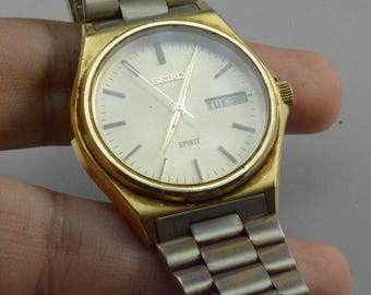 Vintage Seiko Gold Plated 1320 5140 Yellow Dial Lady Quartz Watch