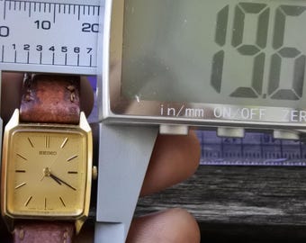 Vintage Seiko 4N21 5090 Yellow Dial Lady Quartz Watch Japan Square