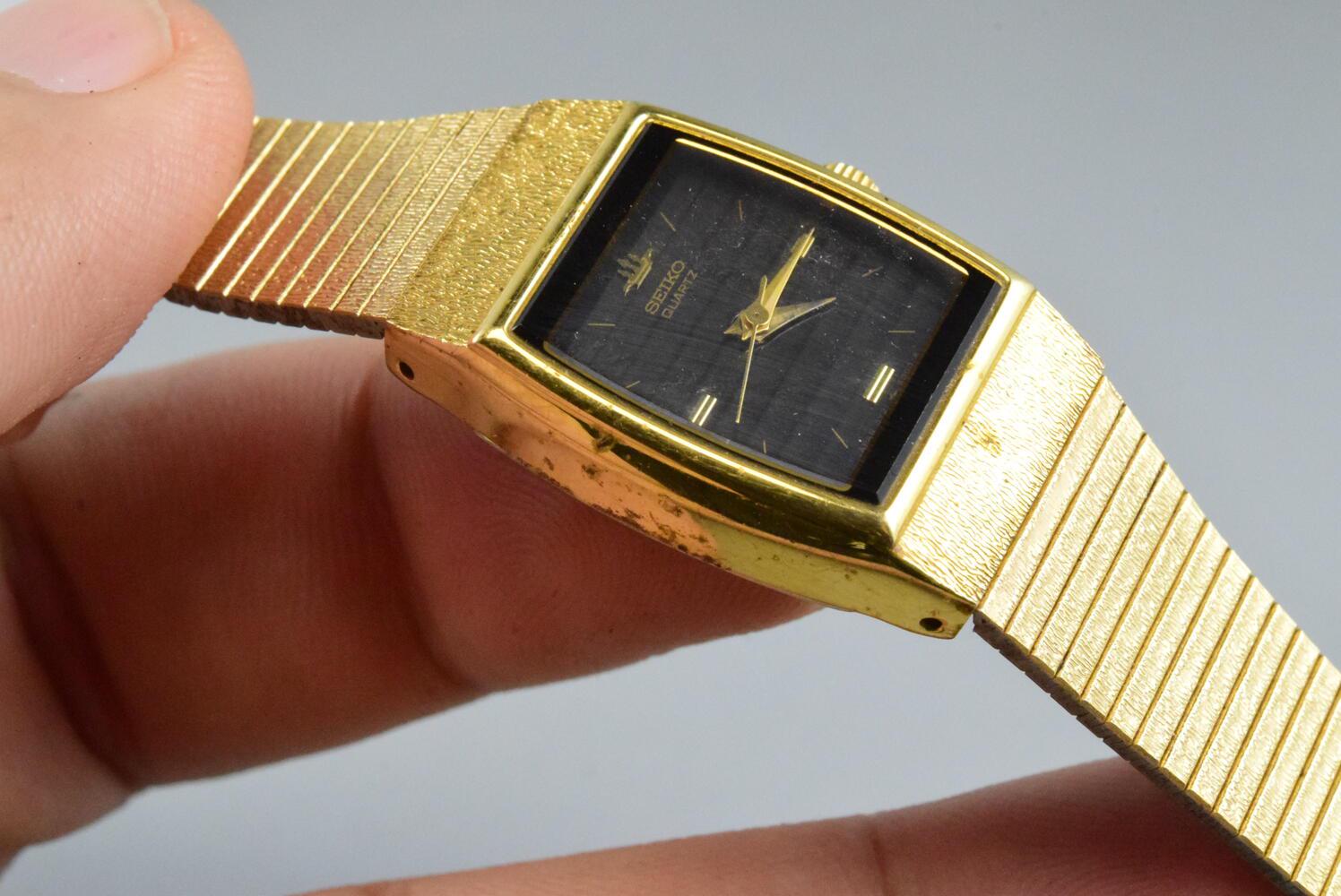 Vintage Seiko Galaxy 8Y21 5010 Black Dial Lady Quartz Watch Japan