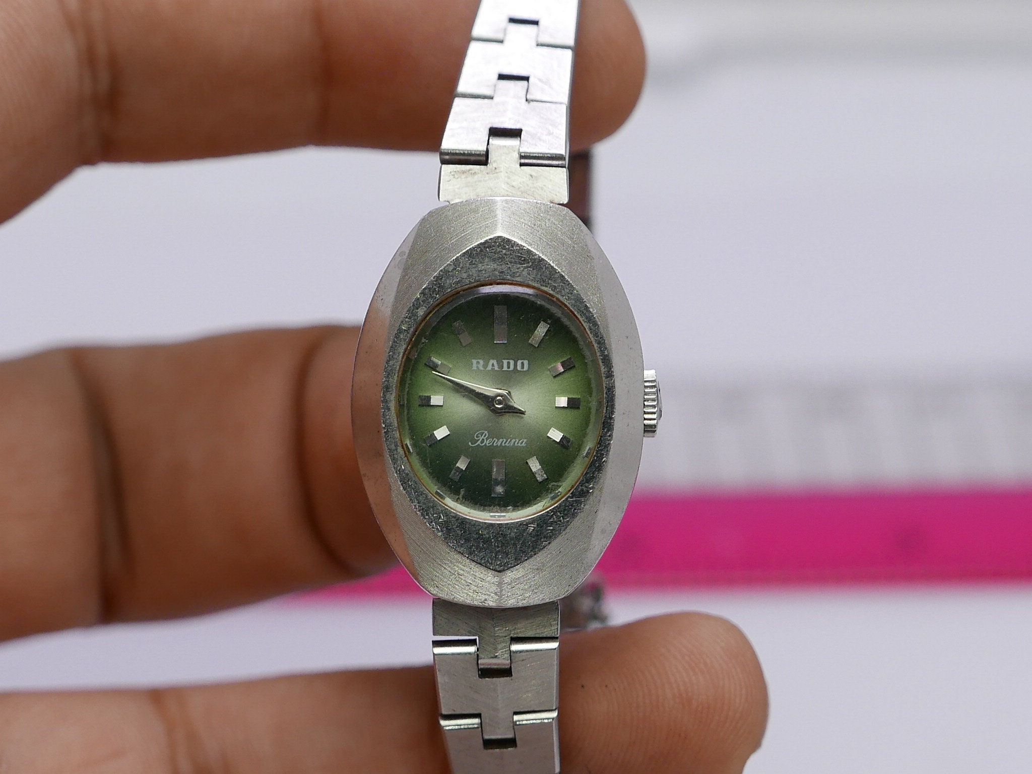 Oval Shape Rado Vintage Rado Bernina Green Dial Lady Hand Winding Watch Swiss Made Oval ...