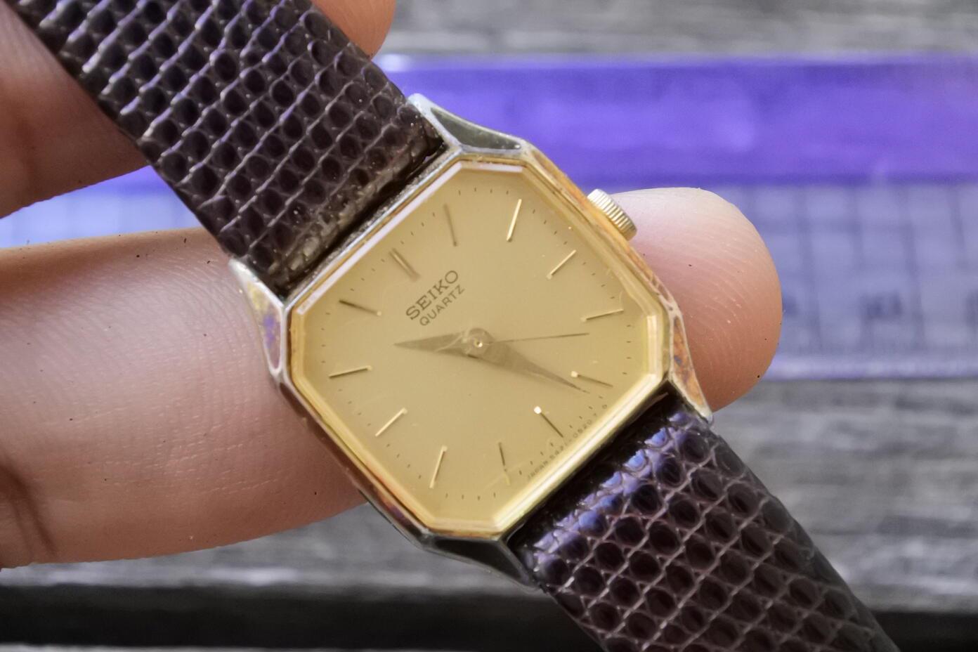 Vintage Seiko Gold Plate 5421 5230 Yellow Dial Lady Quartz Watch