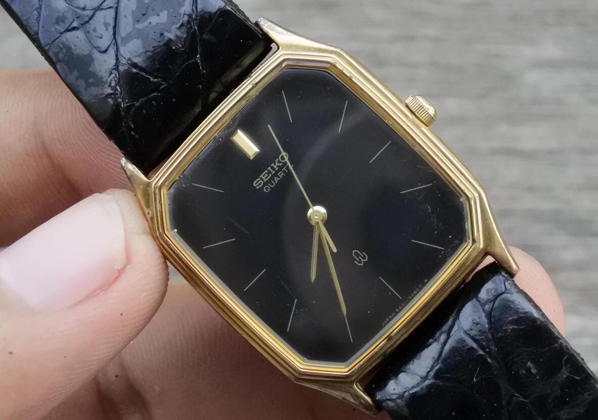 Vintage Seiko Gold Plated 6431 5150 Dress Men Quartz Watch Japan Octagonal Shape 30mm Etsy