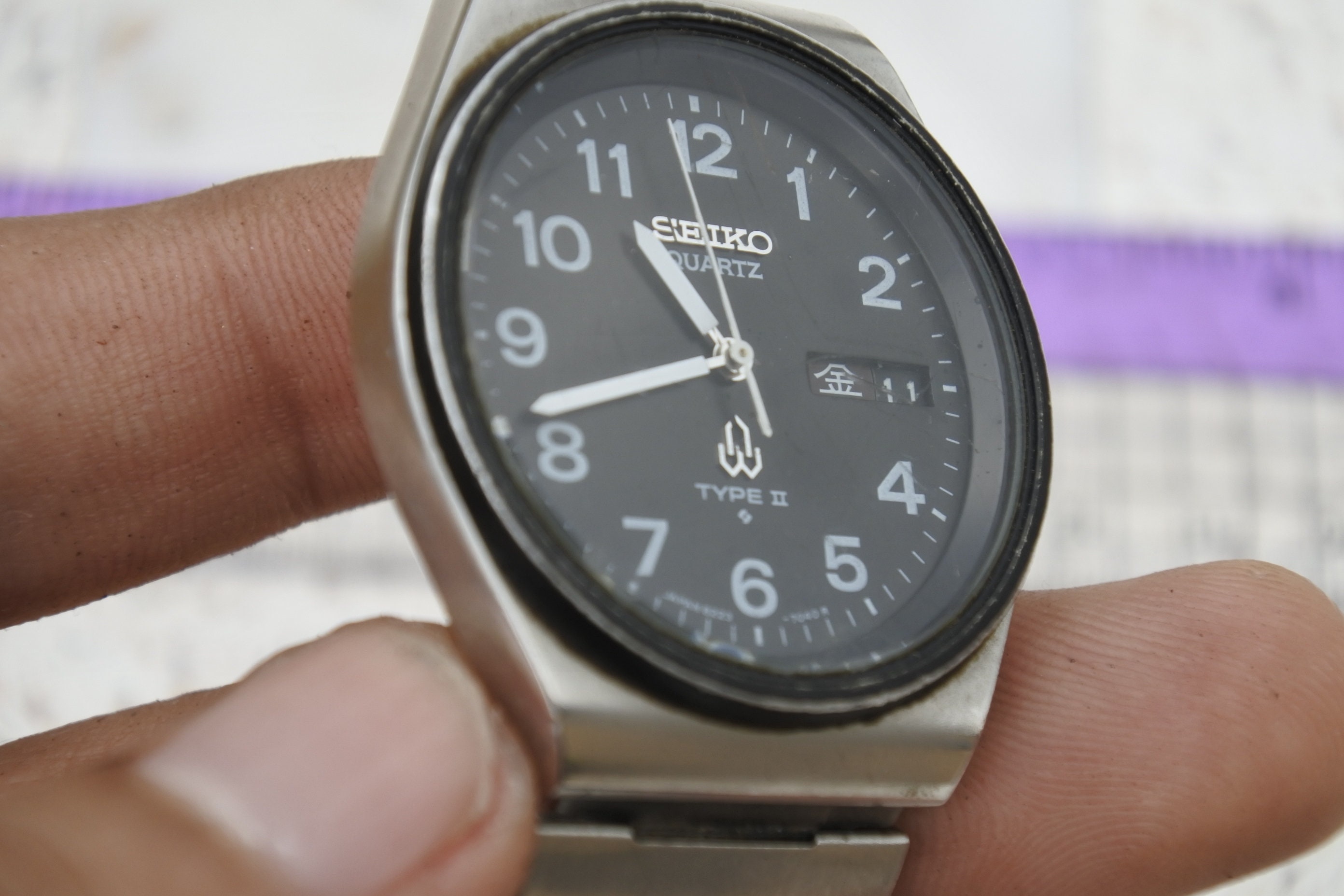 Vintage Seiko Type II 8223 7030 Black Dial Men Quartz Vintage Seiko Type II 8223 7030 Black Dial Men Quartz