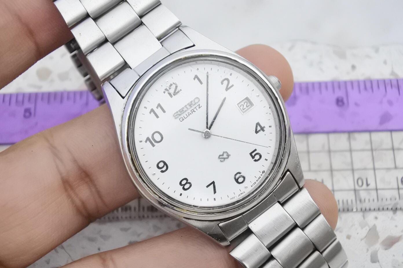 예원 Vintage Seiko SQ 5Y22 8020 White Dial Men Quartz Watch Japan