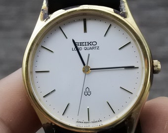 Vintage Seiko Lord Quartz Gold Plated 8421 7000 White Dial Men  Quartz Watch Japan Round Shape 36mm