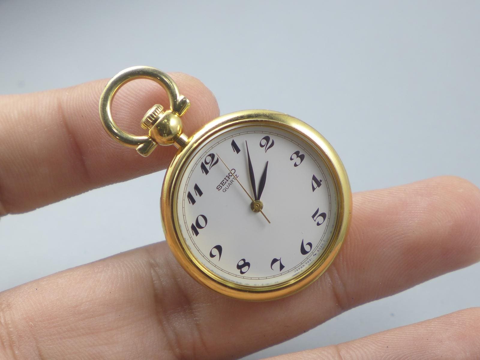 Vintage Seiko Pocket Watch 7431 6010 White Dial Men Quartz Watch