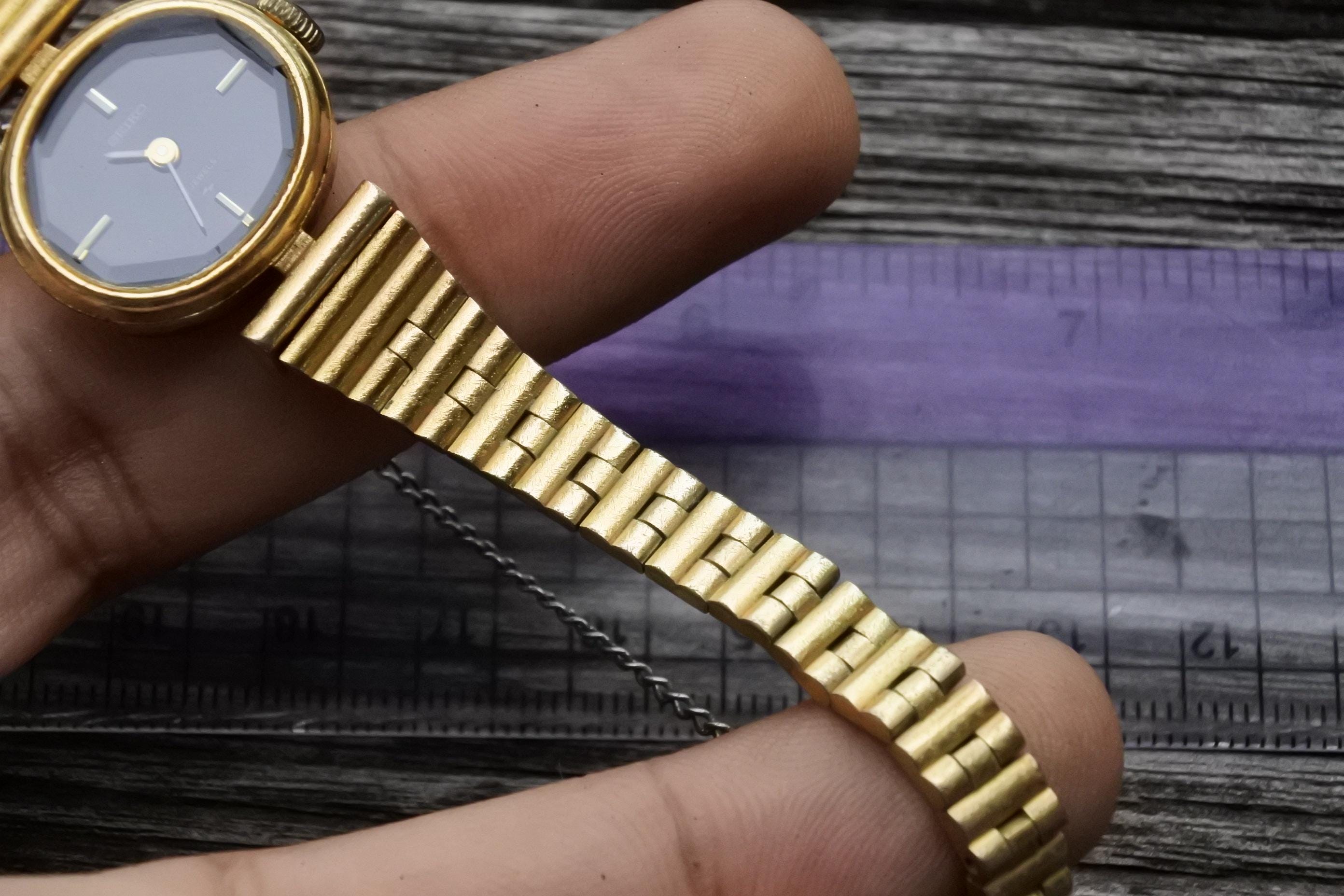 Vintage 1980s Seiko Gold Plated Black Dial 17 7360 Manual