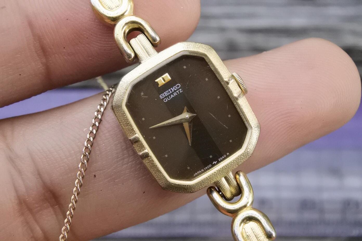 Vintage Seiko Gold Plated 1400 6440 Integrated Bracelet Lady