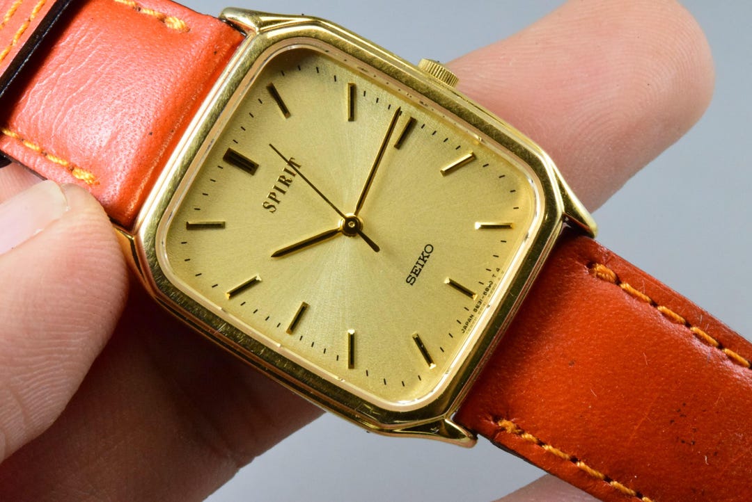 Vintage Seiko Gold Plate 5P31 5B50 Yellow Dial Men Quartz Dress