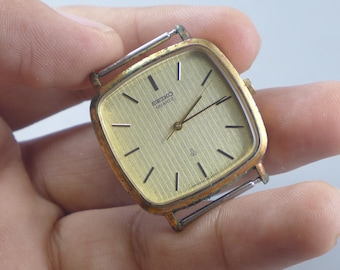 Vintage Seiko Gold Plate 5931 5480 Textured Dial Men Quartz Watch