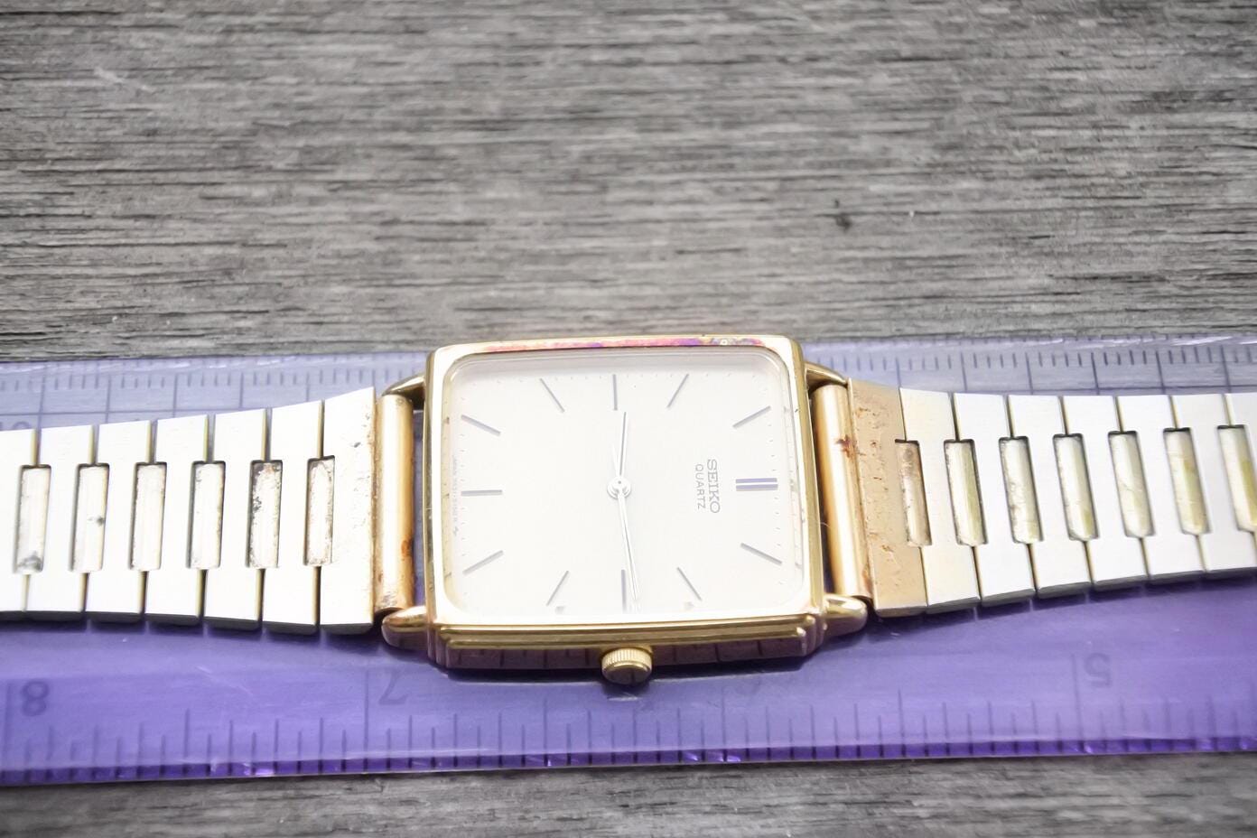 Vintage Seiko Gold Plate 7431 5100 Yellow Dial Men Quartz Watch