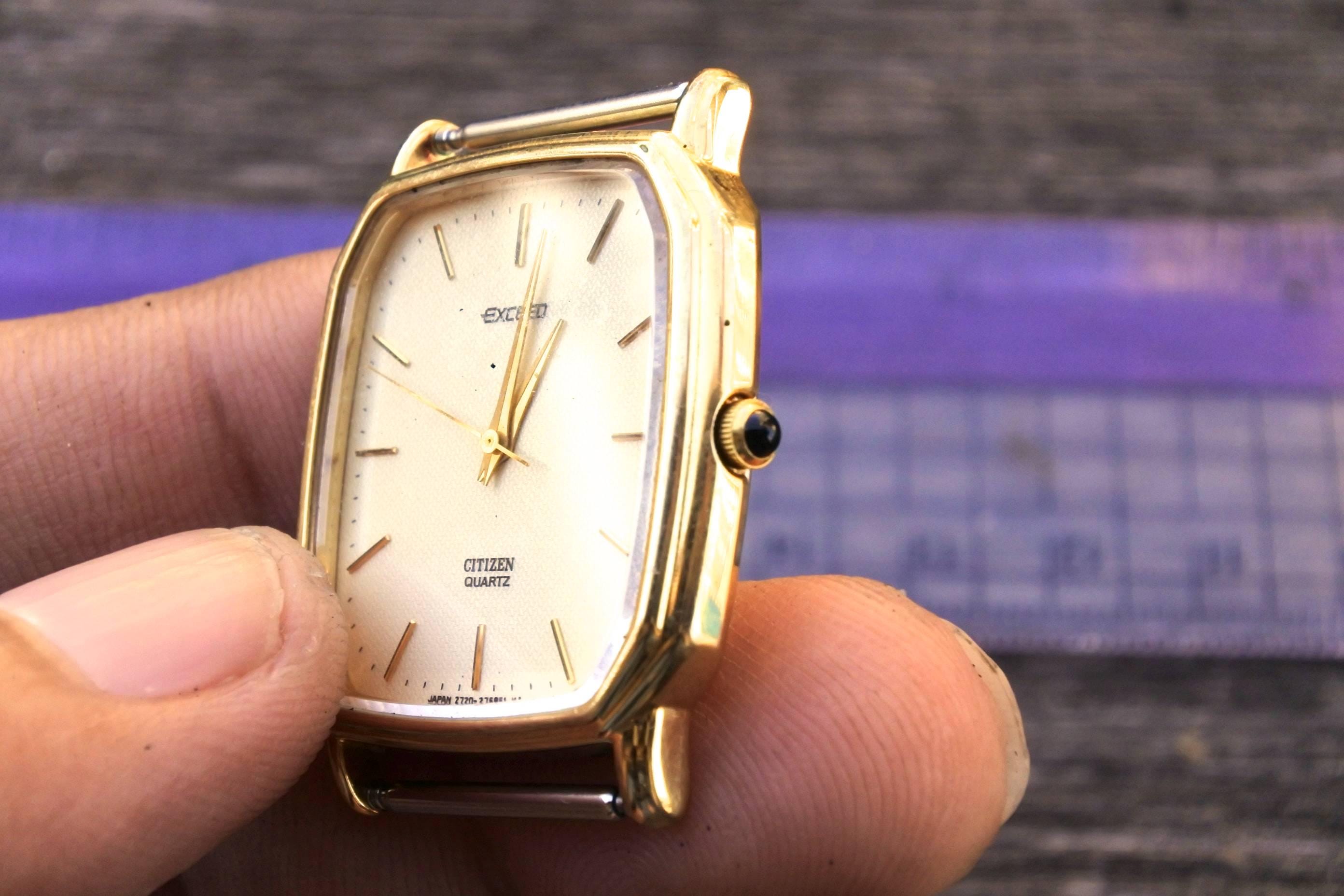 Vintage Citizen Gold Plate 2730 Yellow Dial Men Quartz Watch Japan