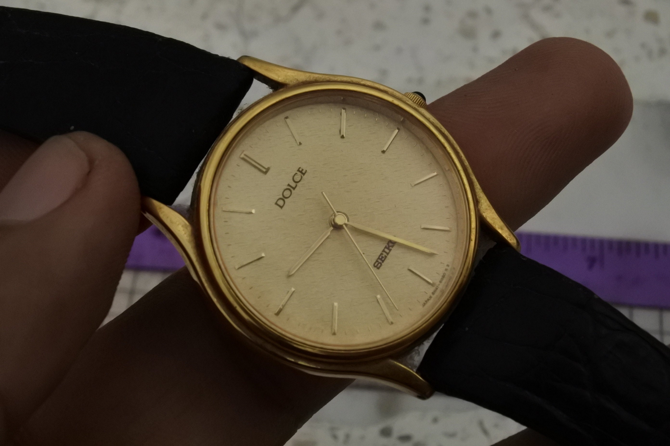 SEIKO DOLCE 8N41-6060 メンズ腕時計 薄型 ゴールド文字盤 ヴィンテージ セイコー ドルチェ ゴールドメッキ 30ミクロン 8N41 6060