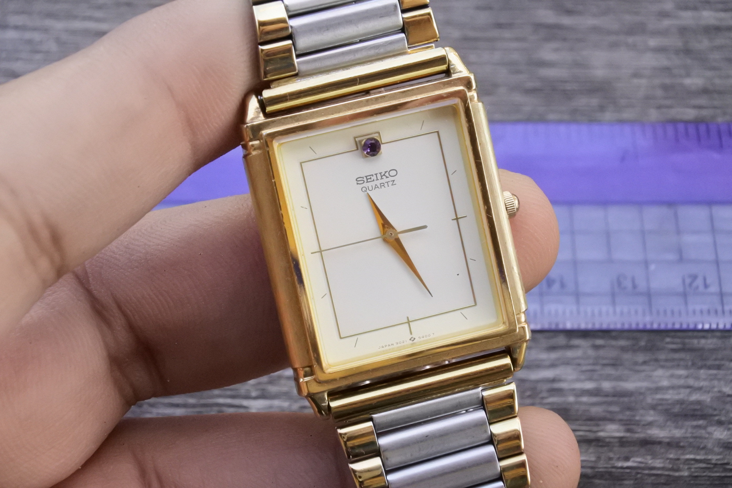 時計 SEIKO QUARTZ SGP 9021-5150 QUARTZ Seiko Quartz SGP Gold Square Dial Watch Vintage Crystal Mark