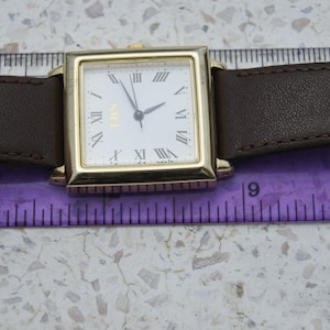 Vintage Citizen TBS Gold Plated Roman Numeric Dial Unisex Quartz Watch Japan Square Tank Shape 29mm