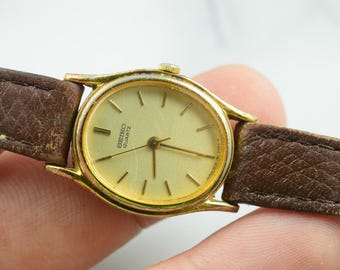 Vintage Seiko Gold Plated 1428 5010 Roman Numeral Dial Lady Quartz