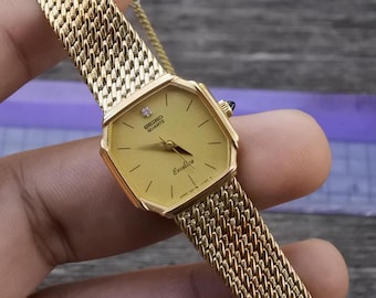 新品電池 SEIKO 1221-5080 251017 80年代 稼働品 Vintage Seiko Gold Plated 1221 5080 Integrated Bracelet Lady