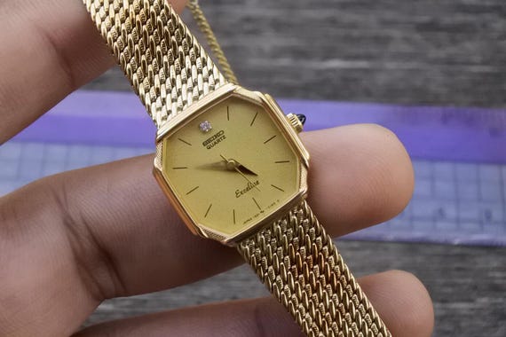 Vintage Seiko Gold Plated 1221 5080 Integrated Bracelet Lady