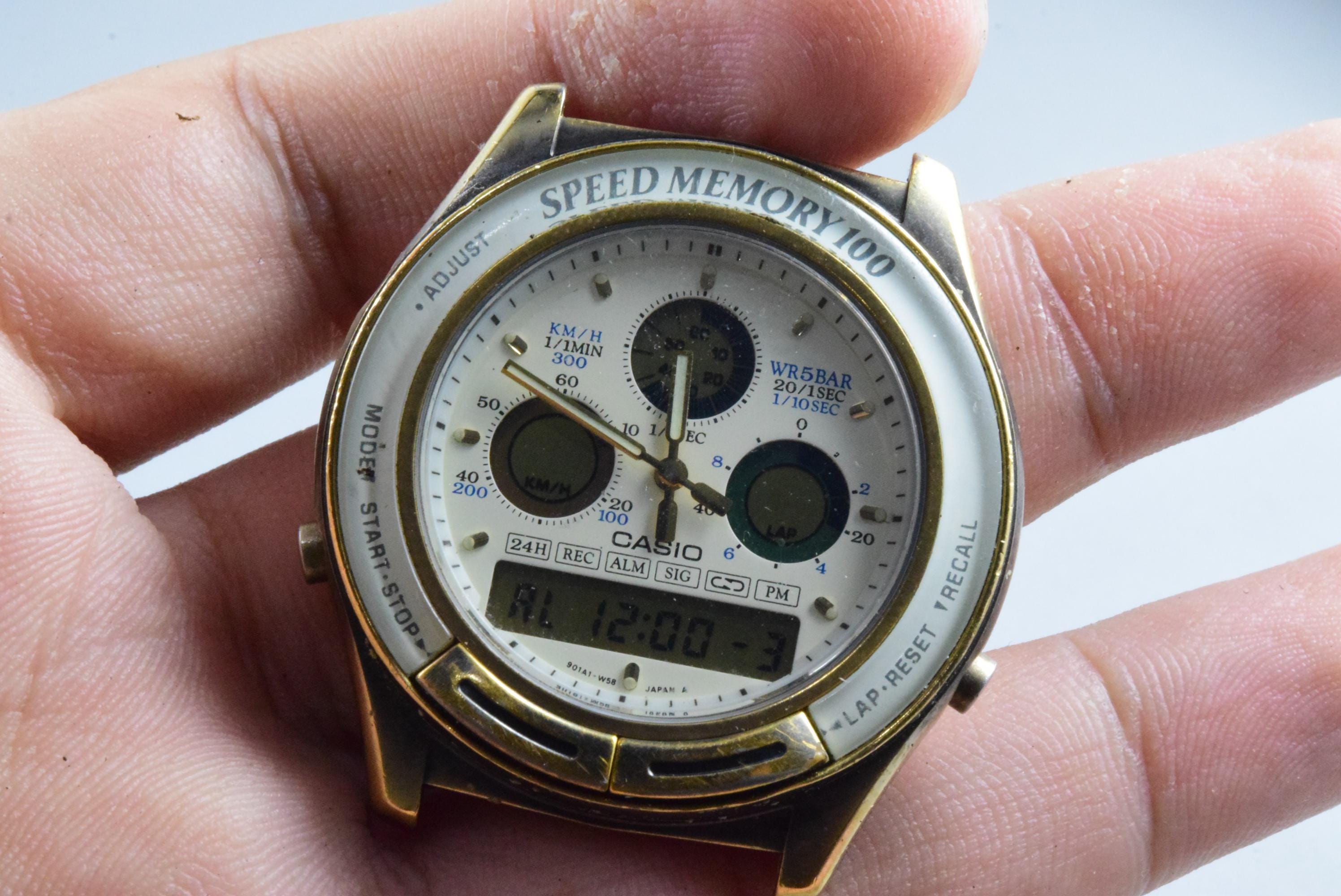 Vintage Casio Speed Memory 100 384 AW-200 LCD Digital Men Quartz