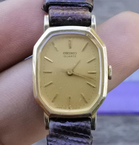 【稼働】SEIKO クオーツ 1421-5040 ゴールド レディース Vintage Seiko Gold Plated 1421 5040 Black Dial Lady Quartz