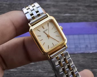Vintage Seiko 4N21 5120 Yellow Dial Lady Quartz Watch Japan JDM
