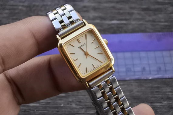 Vintage Seiko 4N21 5120 Yellow Dial Lady Quartz Watch Japan JDM