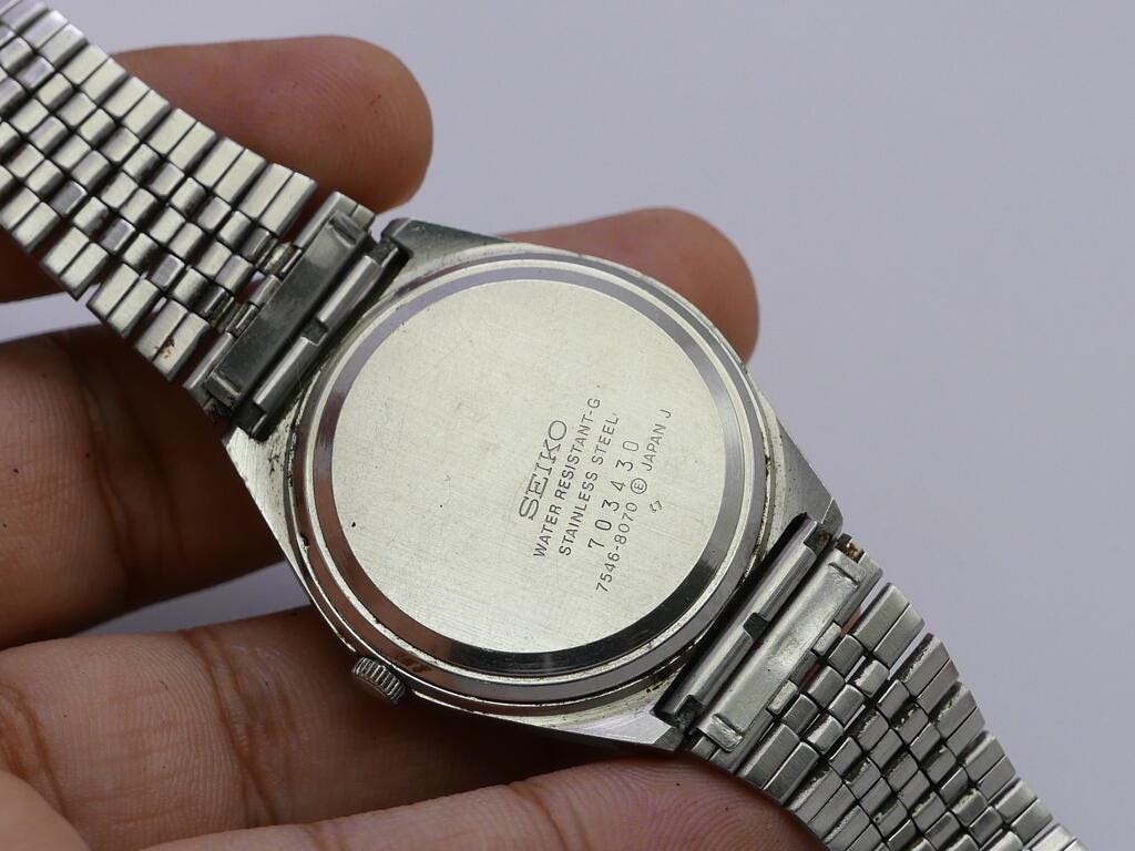 セイコー 7546-8070 クォーツ タイプ2 腕時計 ウォッチ デイデイト Vintage Seiko Type II 7546 8070 White Dial Men Quartz Watch Japan