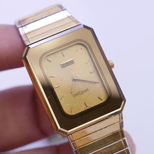 Vintage Rado Diastar 153.1013.3 Yellow Dial Men  Quartz Watch Swiss Made Square Tank Shape 26mm