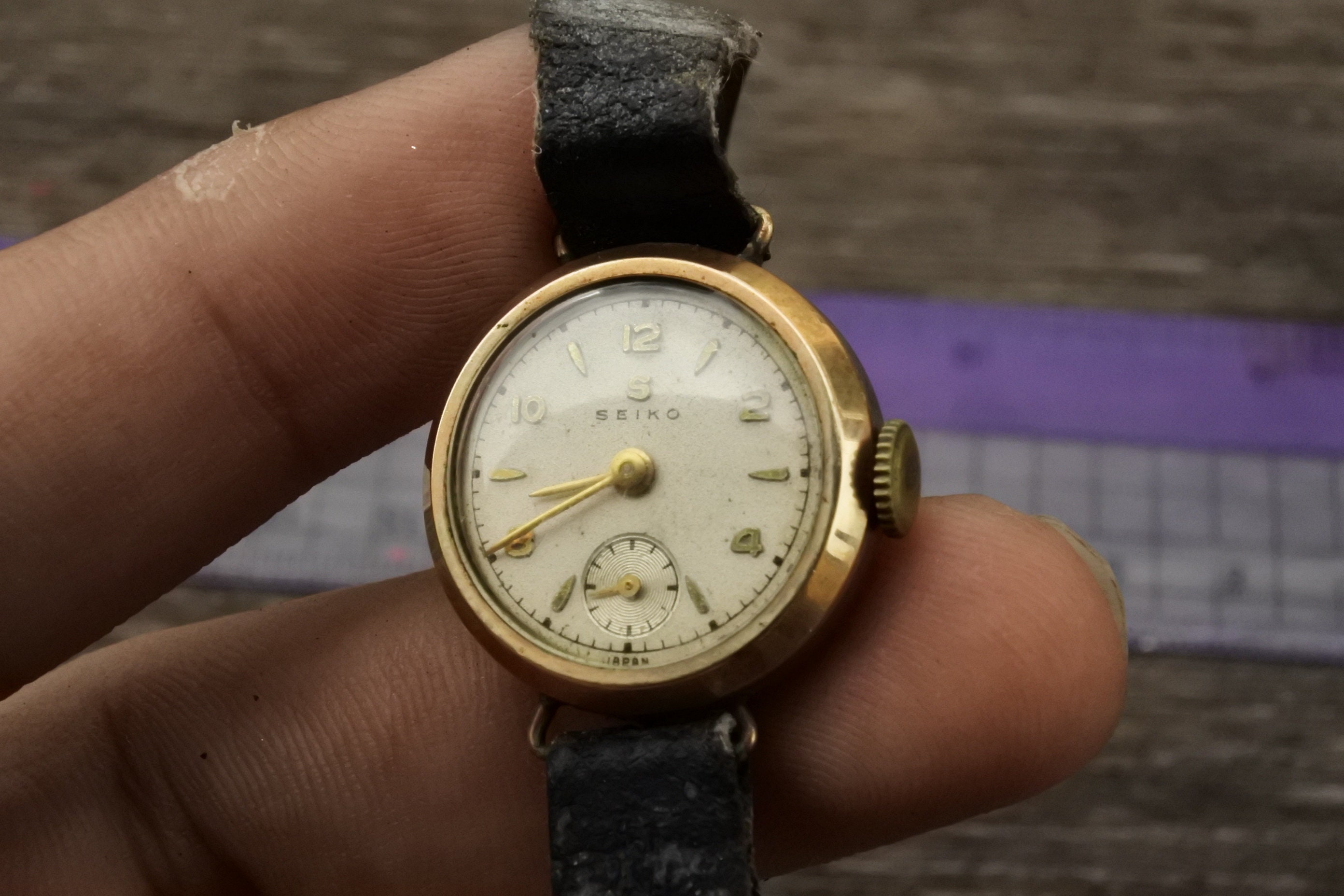 Vintage Seiko S Mark 14K Gold Filled White Dial Lady Hand