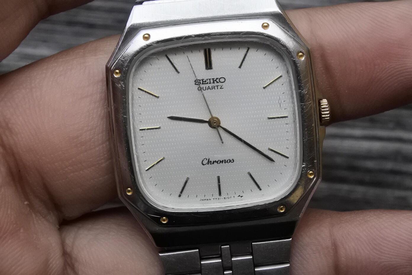 Vintage Seiko Chronos 7731 5130 Textured Dial Men Quartz