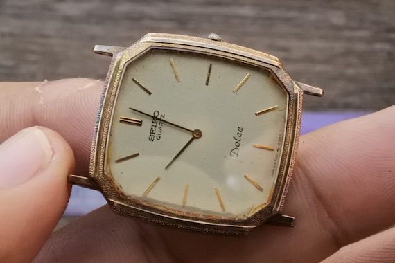 Vintage Seiko Dolce Gold Plated 30micron 6730 5190 Yellow Dial Men