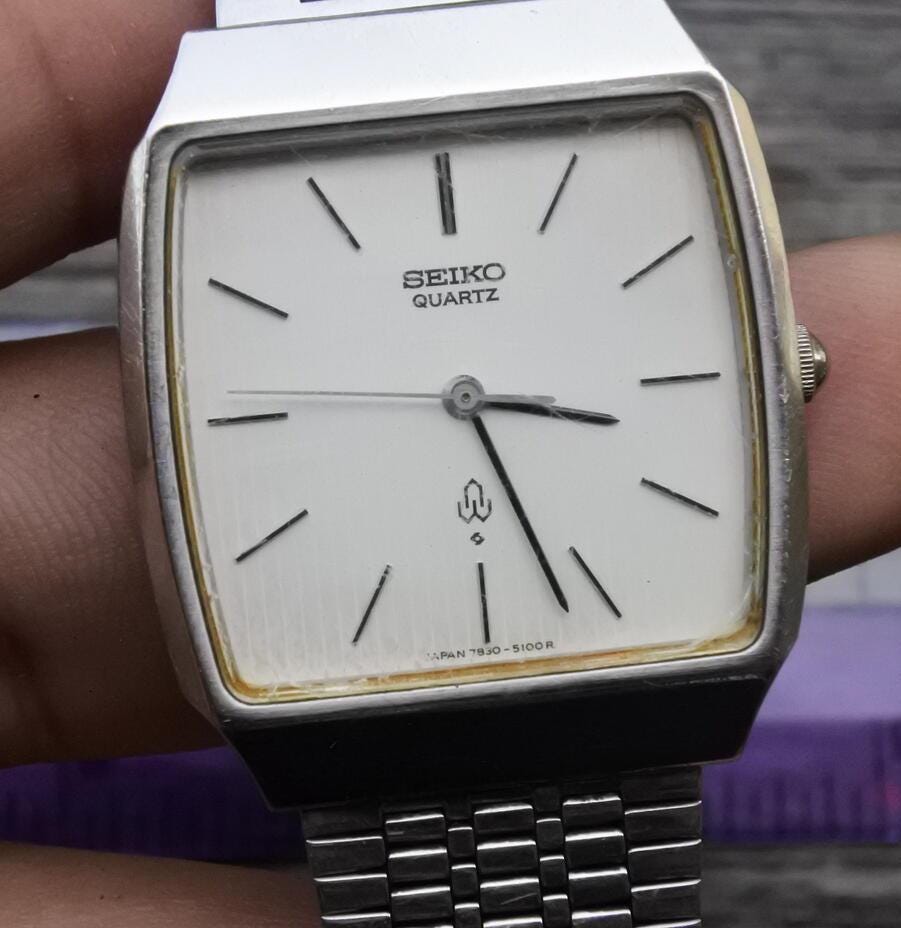 Vintage Seiko 7830 5080 Textured Dial Men Quartz Watch Japan