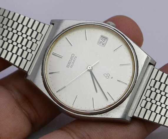Vintage Seiko 7832 8010 White Dial Men Quartz Watch Japan