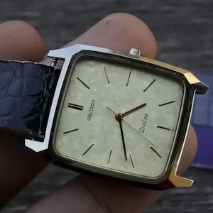 Vintage Seiko Ceramic ICS Broken Case 7741 5140  Men  Quartz Watch Japan Square Tank Shape 28mm