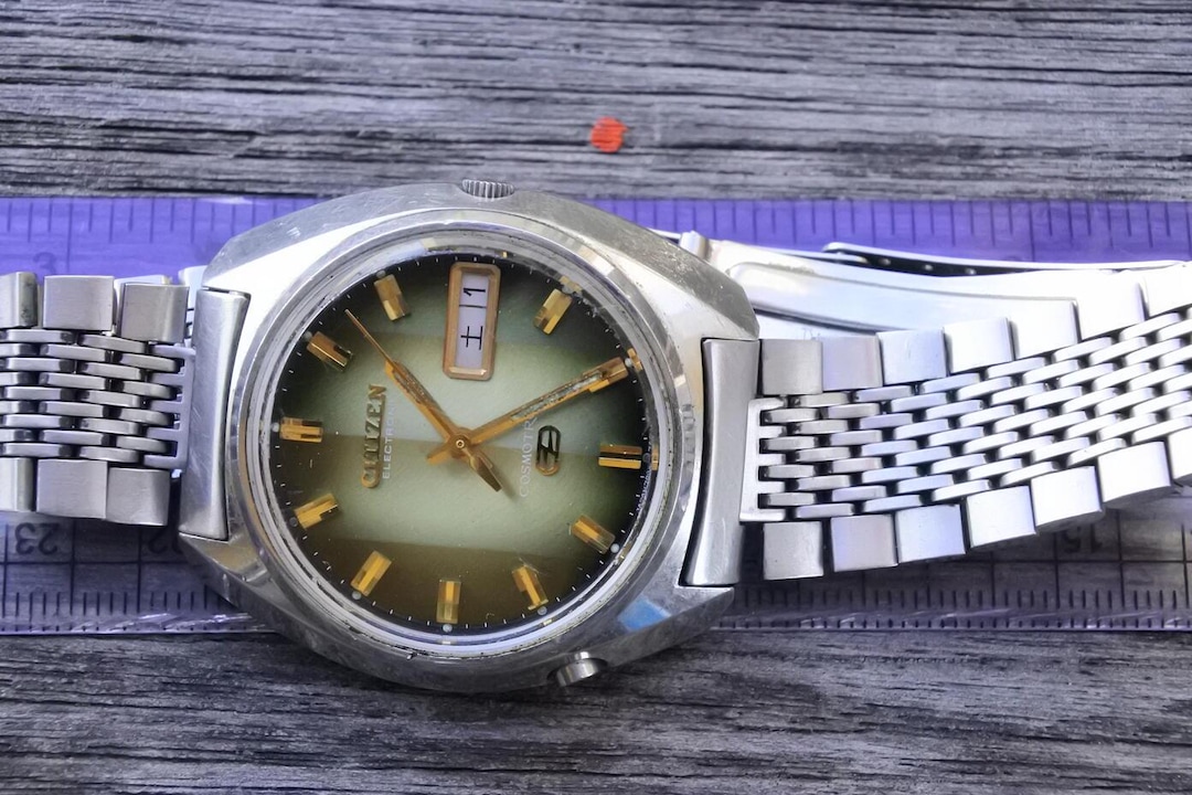 【専用】citizen COSMOTRON 7803-790286 Vintage Citizen Cosmotron 7803 Green Dial Men Quartz Watch Japan