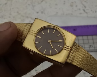 Vintage Seiko Gold Plated 1320 5140 Yellow Dial Lady Quartz Watch