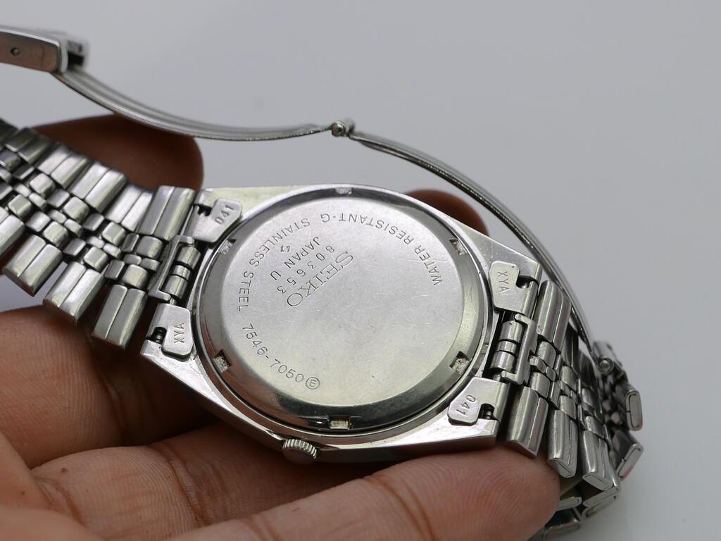 【稼働美品】SEIKO TYPE II 7546-7050／クォーツ／シルバー Vintage Seiko Type II 7546 7060 White Dial Men Quartz Watch