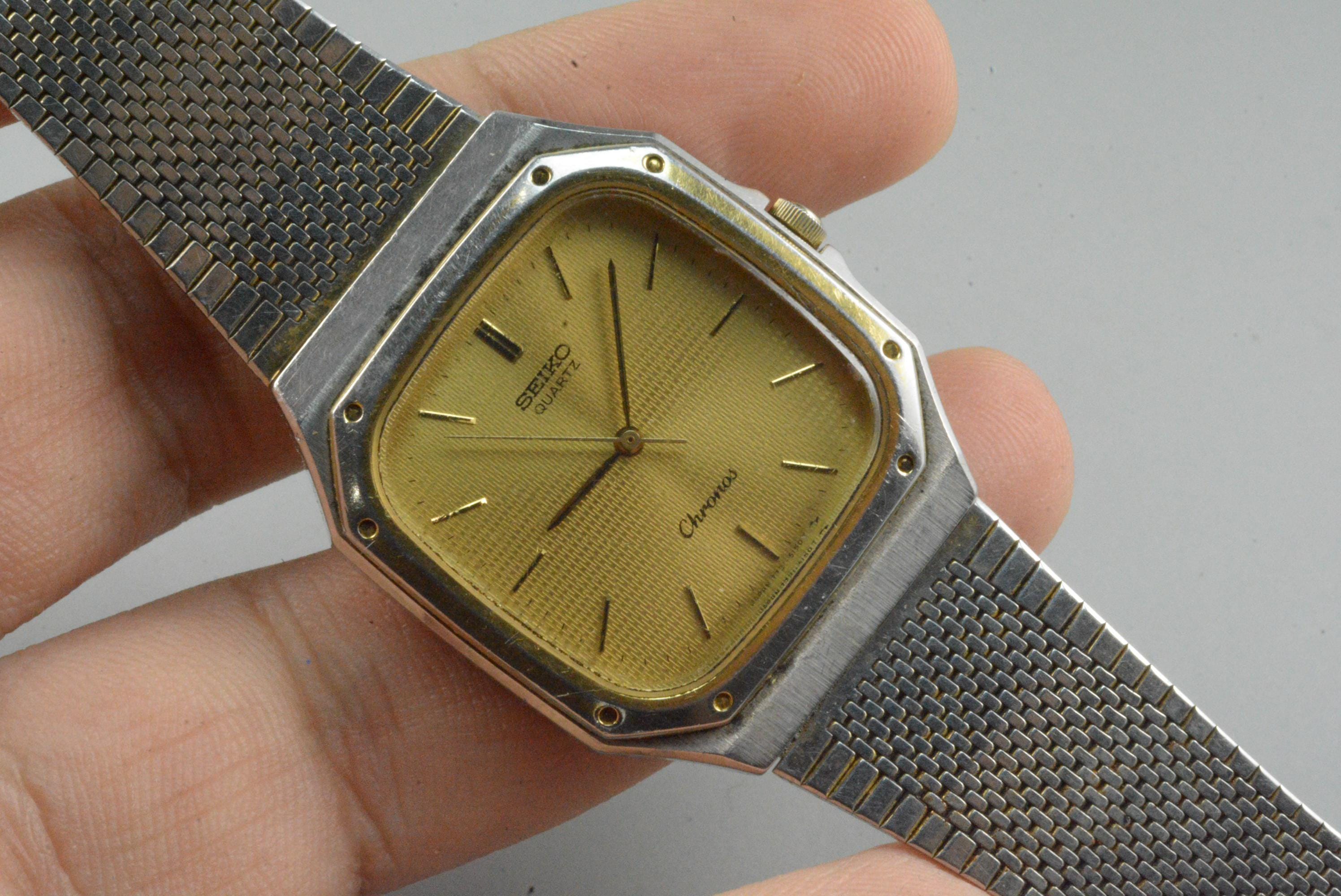 Vintage Seiko Chronos 7731 5130 Golden Dial Men Quartz Watch Japan