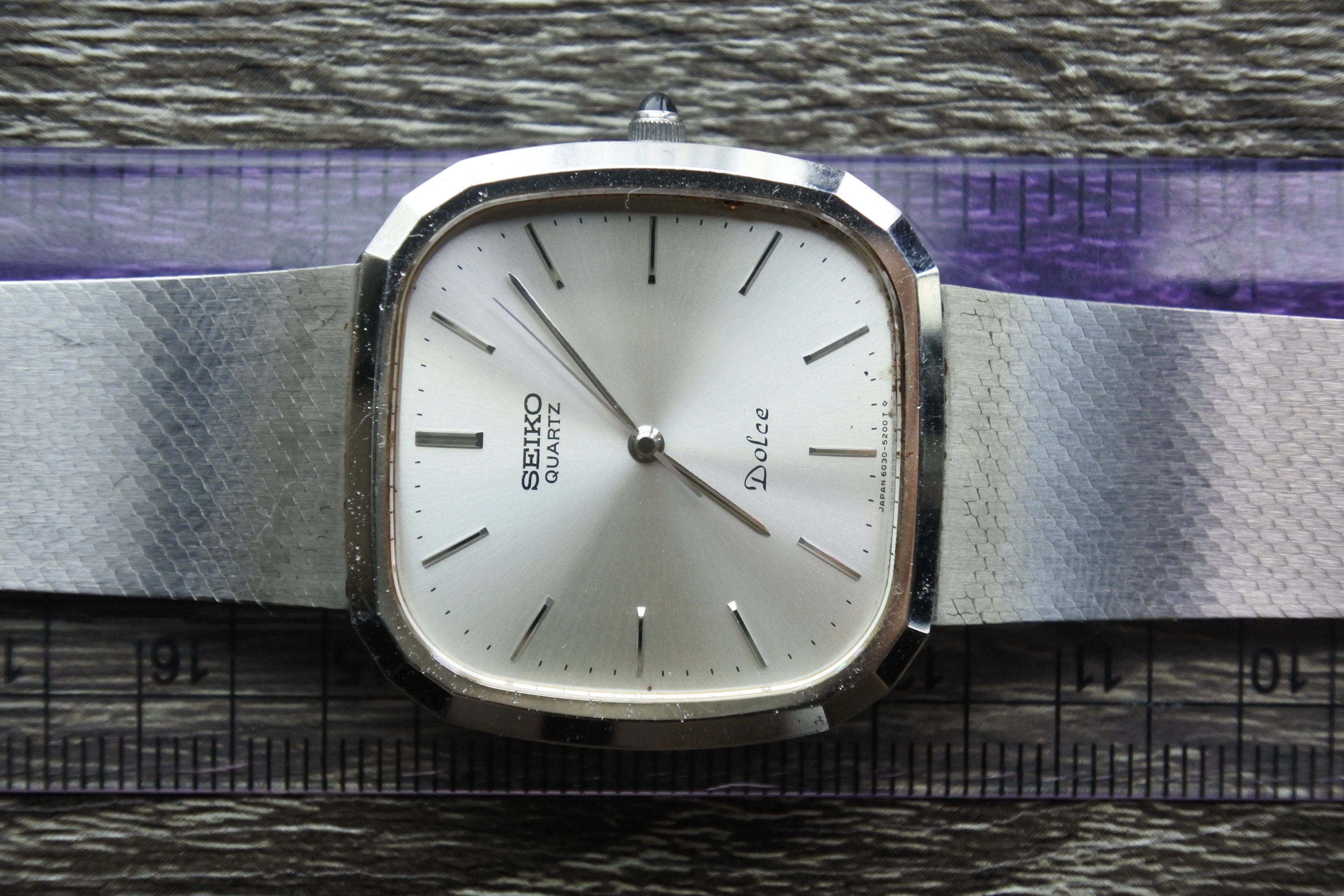 Vintage Seiko 6030 5200 Silver Dial Square Cushion Shape