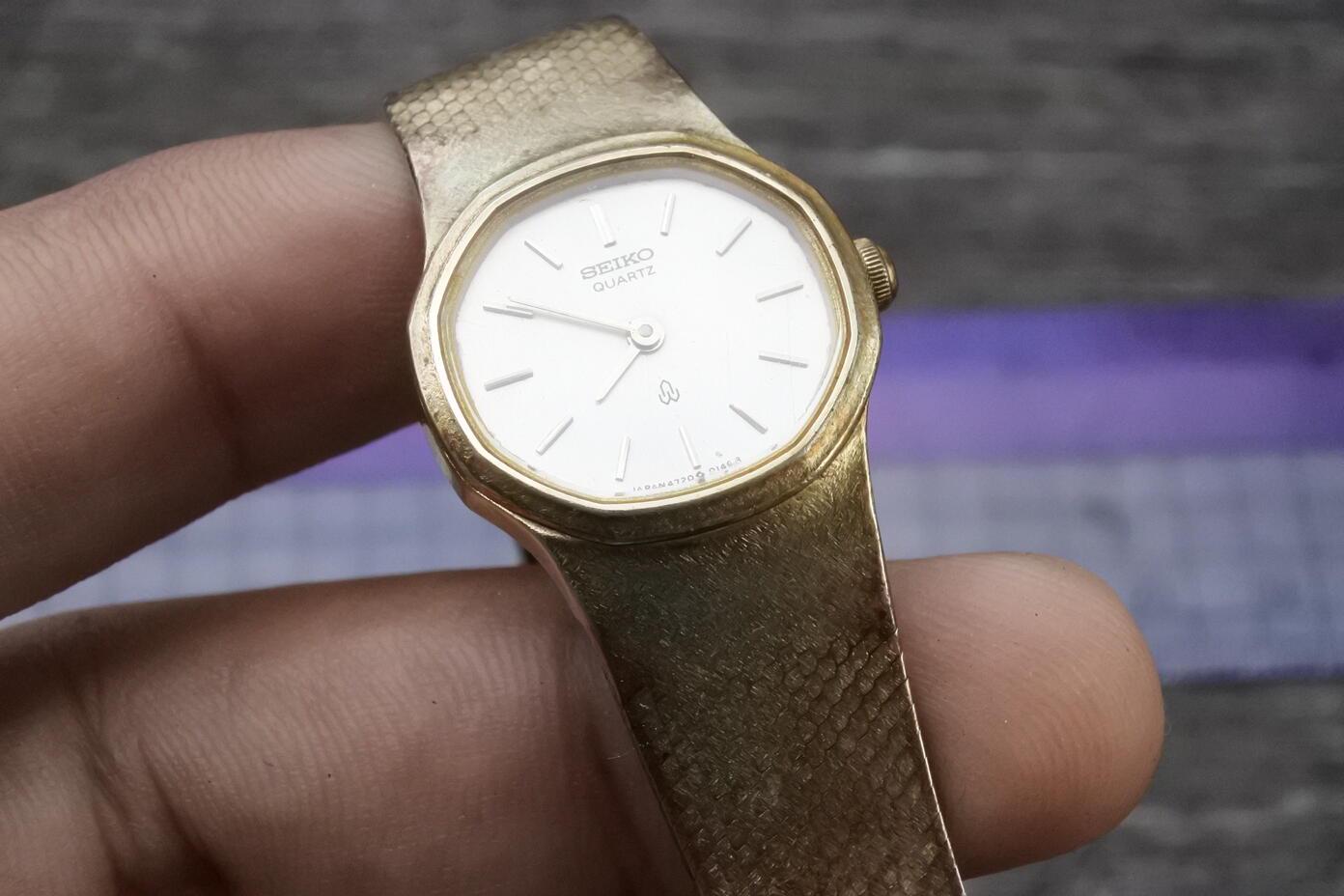 SEIKO 4720-3001 ゴールド レディース 純正ブレス 新品電池 Vintage Seiko Gold Plated 4720 3050 Integrated Bracelet Lady