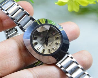 Vintage Rado Diastar Swiss Made Faceted Glass Lady Quartz Watch Japan JDM Integrated Bracelet  Shape 28mm