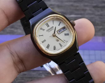 Vintage Seiko 14K Gold Case 2320 5990 Yellow Dial Lady Quartz