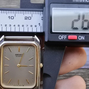 Vintage Seiko Gold Plated 9021 5010 Gray Dial Men  Quartz Watch Japan Square Tank Shape 26mm