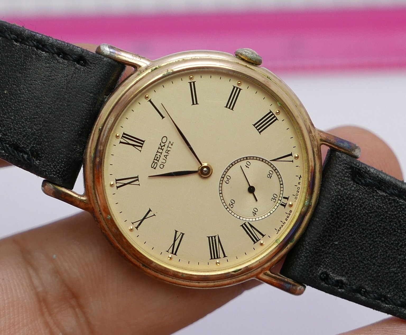 Vintage Seiko Gold Plated 2628 0010 Roman Numeral Dial Men Quartz
