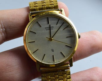 Vintage Seiko 7830 8010 Textured Dial Men Quartz Watch Japan Round