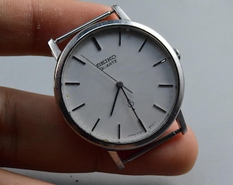 Vintage Seiko 7830 8010 Textured Dial Men Quartz Watch Japan Round